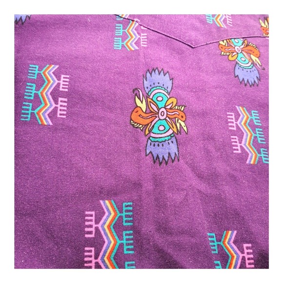 Vintage WRANGLER Cowboy Cut Western Button Down Shirt 15½ 34 X Long Single Stitc - Picture 13 of 16